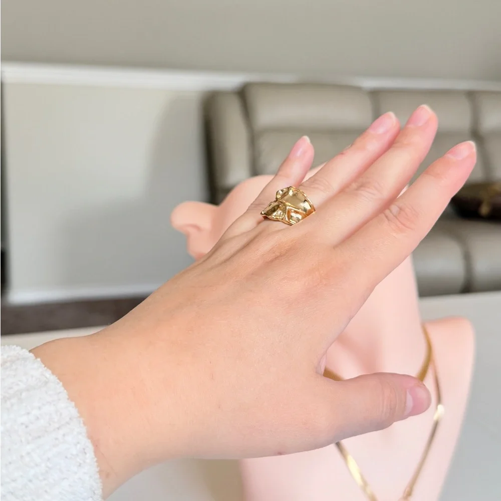 Gold Sculpted Statement Ring - Women Jewelry